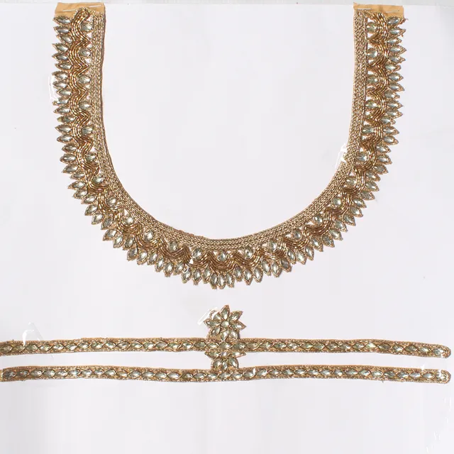 Zardosi flare kundan studs neckline/Neckline-arm-patch-set/DIY-neckline