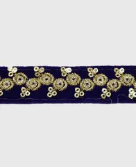 Small stud flowers repeat sequins and zari thread ornamented trendy make festive and beautiful chic border