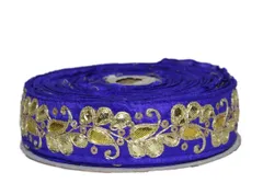 Gota patti paisley motif mango shape floral full bloom vines happy feel celebratory and gleeful fancy elements embellished trendy border