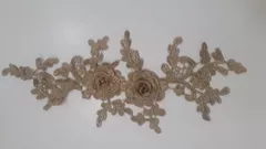 Striking fancy twin-flower blooming branch look florid statement piece designer cut fancy flowery patch