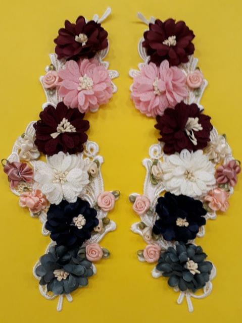Assortment of layered blooms varied look trendy and upscale feel cheerful floral designer style run way inspired fine stylish twin patch
