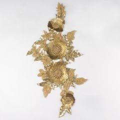 Four-flowers fancy style sequins and Zardosi coils tiny floral arrangement floral patch