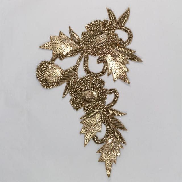 Very elegant and fine royal stylish look spread-flower full bloom motif sequins and zardosi full adorned festive celebrations bridal style floral patch