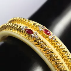 Bone casing look gold Rajmatha-symbolic royal inspired opulent twin bangle set