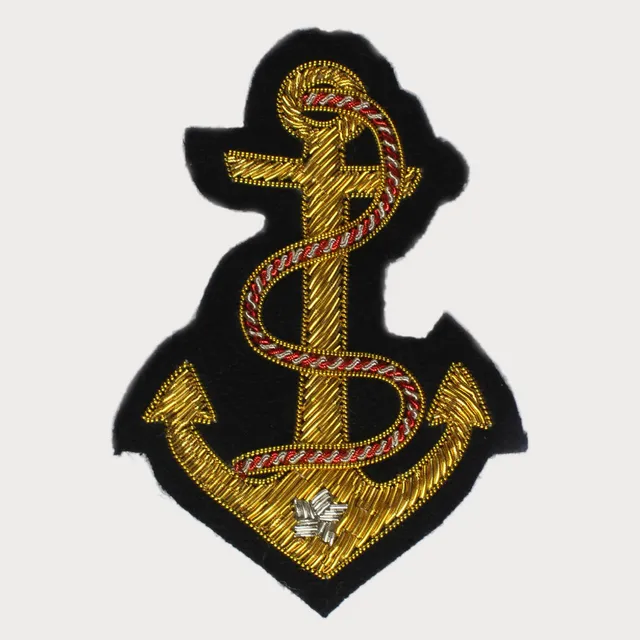 Grand anchor sailors-at-the-sea vibrant and cool style regal stature Zardosi coils and bead chain rich embellished dapper look trendy patch