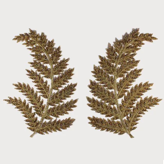 Glorious ferns flora of the heaven look royal embellishment fine Zardosi mirror image style high-festivities and grand party bridal twin patch