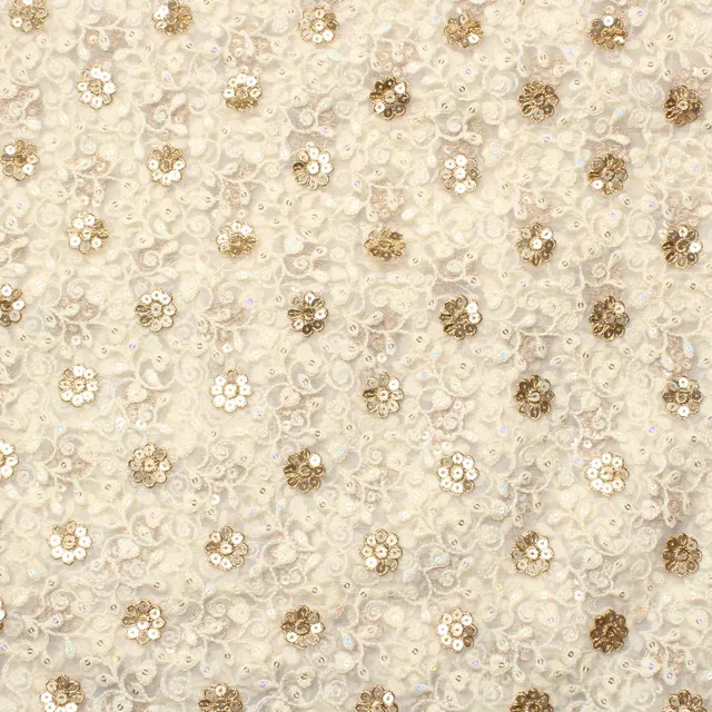 Sequins cluster floral design crushed look trendy sublime party fabric