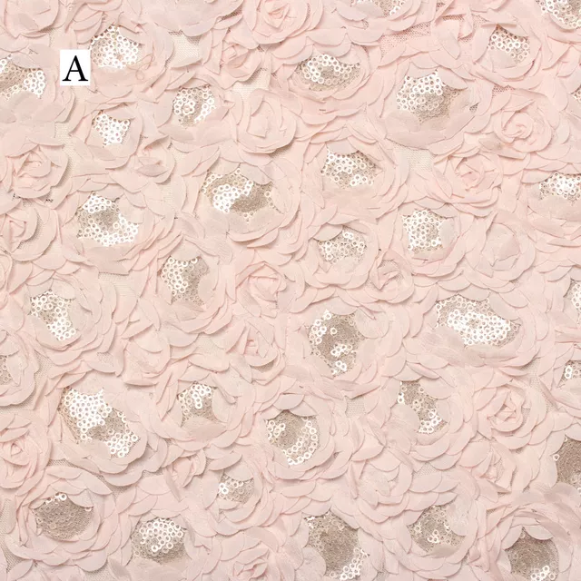 Ribbon applique style rose-carpeted look sequins ornamented chic fabric