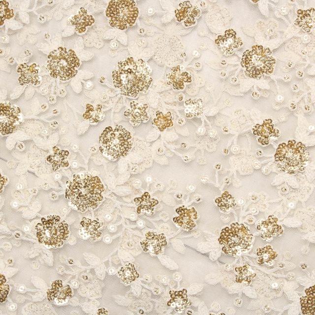 Stylised form bling-daisy flower look refined sequins festive fabric