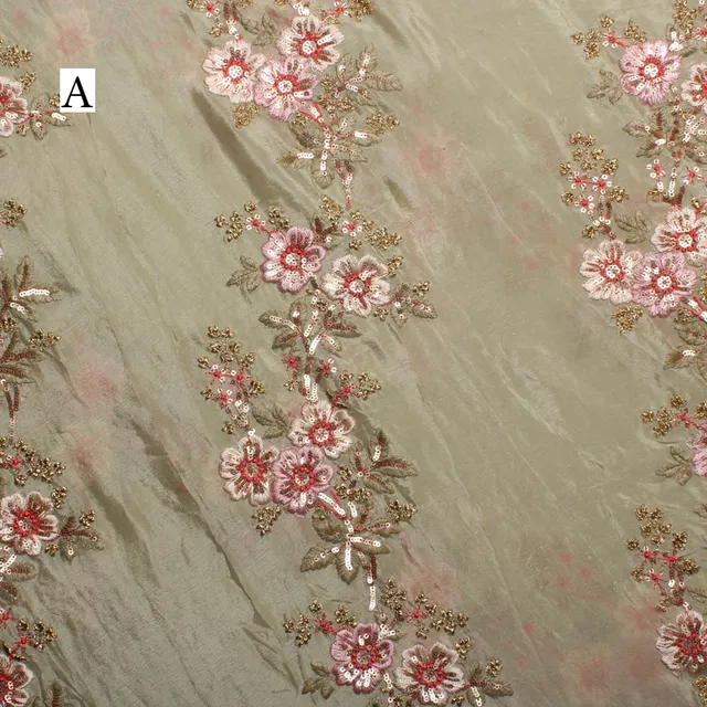 Cherry blooms, buds and blossoms delicate-look ornamented noble fabric