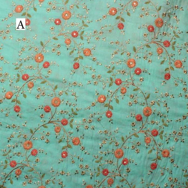 Calm collected blooming branches tranquil feel rich embellished fabric