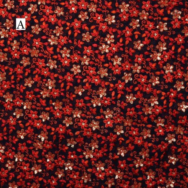Gardens-in-the-night floral fusion thread work wonders sequins fabric