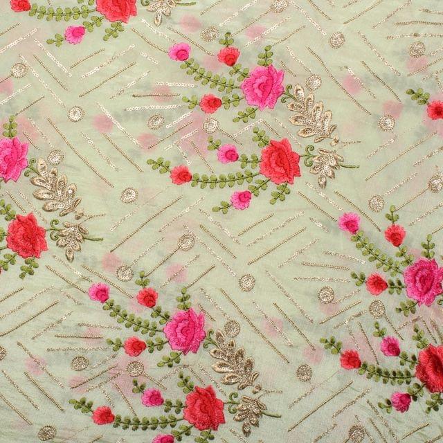 Pleasant and flowery blooming cuteness thread worked trendy fabric