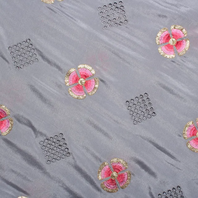 Trendy resplendent fan-flower thread and light hakoba look chic fabric