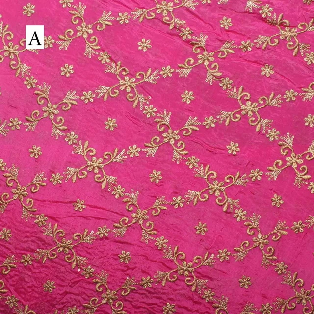 Diamond cross style flowery vines imperial embroidered grand fabric