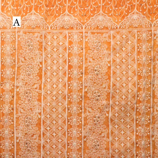 Paisley motifs floral fusion Chickankari style elegant upscale fabric