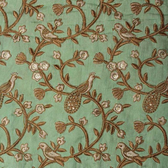Peacock and sparrow floral kingdom image magnificently enhanced fabric