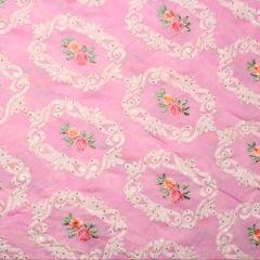 Oval style floral frame abstract flowers in a bunch fabric