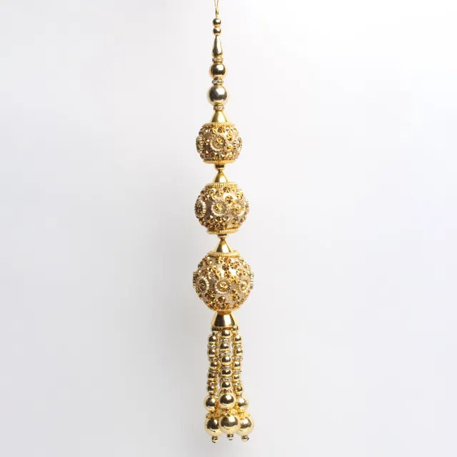 Three studded baubles bead and stone rivets festival fun prime tassels