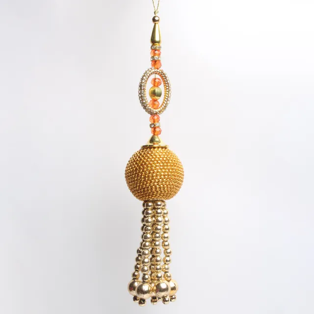Beaded golden orb diamante circles and beads rich elegant tassels