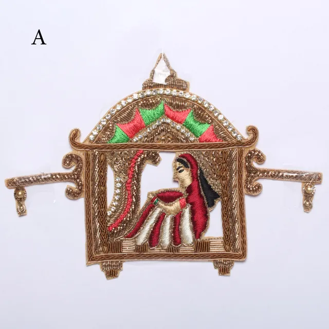 Bride-in-a-Palki Folklore tale retro high-fashion thread Zardosi patch