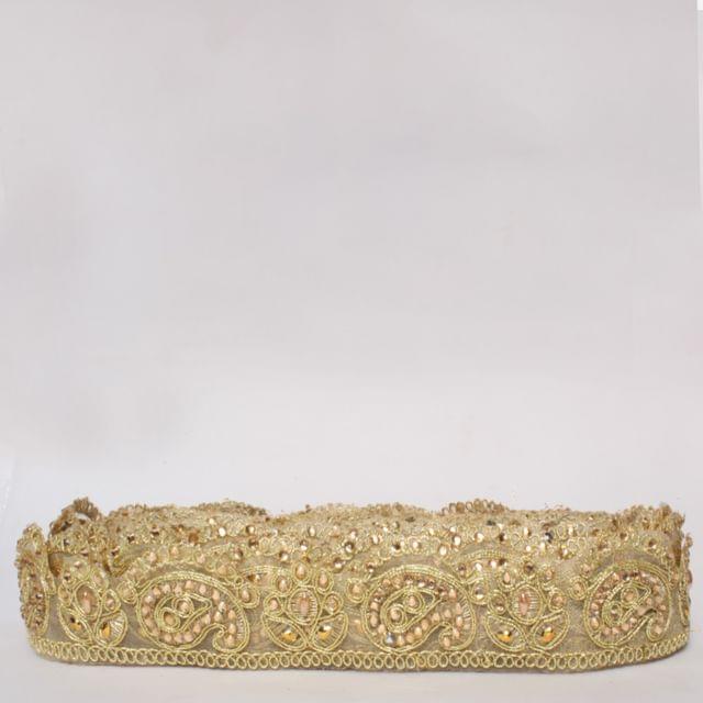 Floral paisley posh border/Zari embroidery/Stone work/Gold-9-meter-roll