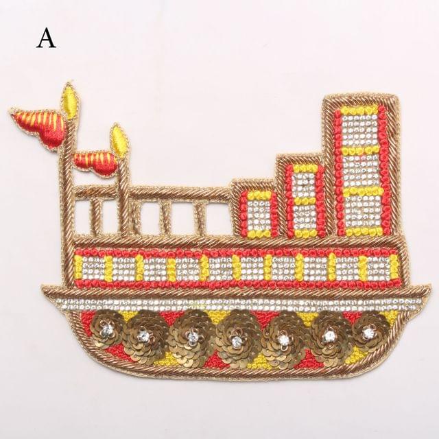 Artistic grand royal look boat patch/Zardosi-Zari work/Diamante style