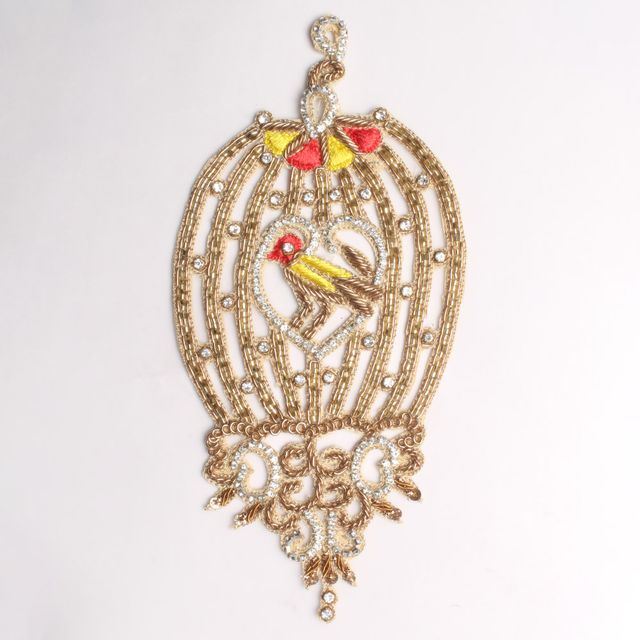 Royal bird pet cage imperial patch/Cut-out-patch/Zardosi-dress-patch