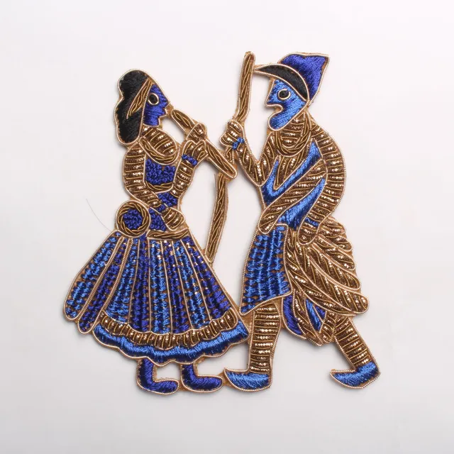 Couple-dancing glamorous patch/Human-figurine-patch/Zardosi-thread-patch