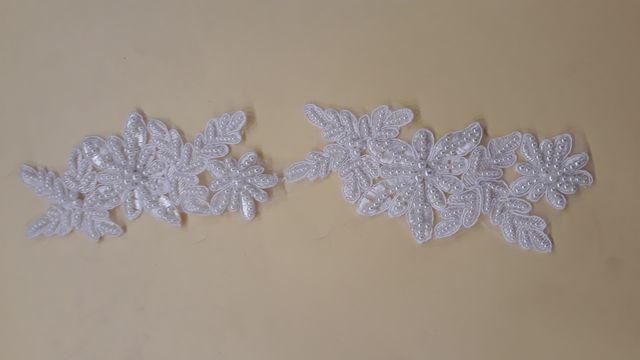 Floral+Leaf lace style twin-patch/Pearls-patch/Lace-patch/White-patch