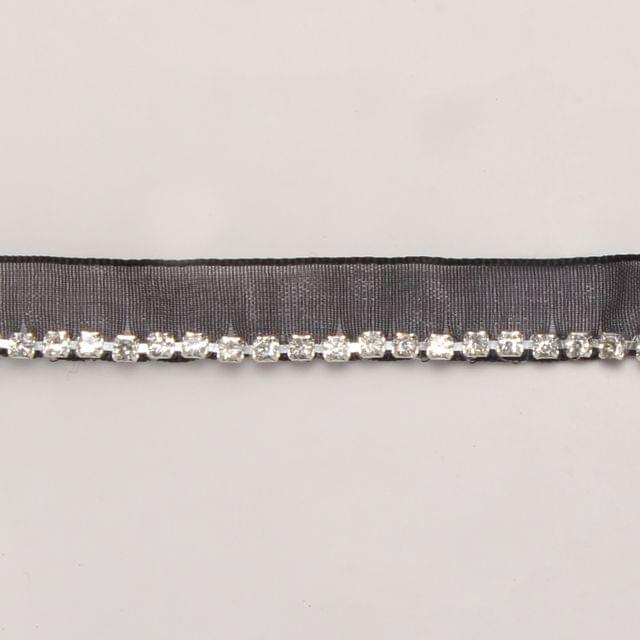 Diamante-chains fabric base elegant lace/Rhinestone-lace/Dressy-lace
