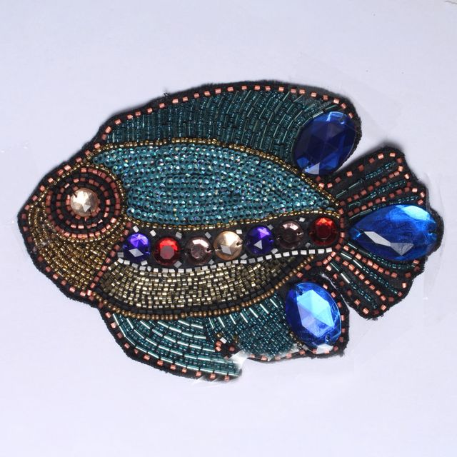 Fighter-fish chic blue royal patch/Festive-patch/Beads-patch/Fish-patch