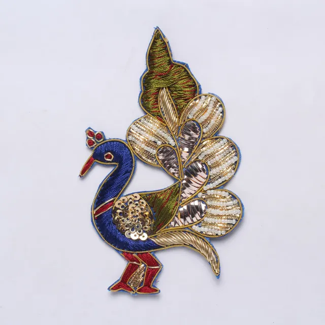 Full-bold peacock patch/Bird-patch/Zardosi-patch/Party-patch/DIY-Art