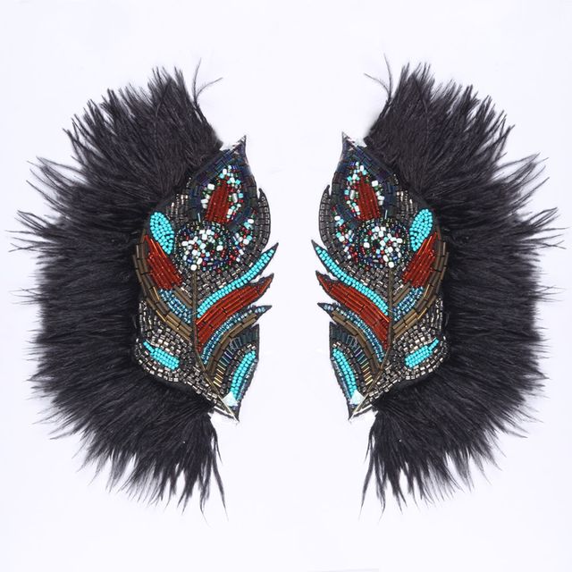 Tribal feathers rich elegant patch/Twin-patch/Beaded-patch/Patch-set
