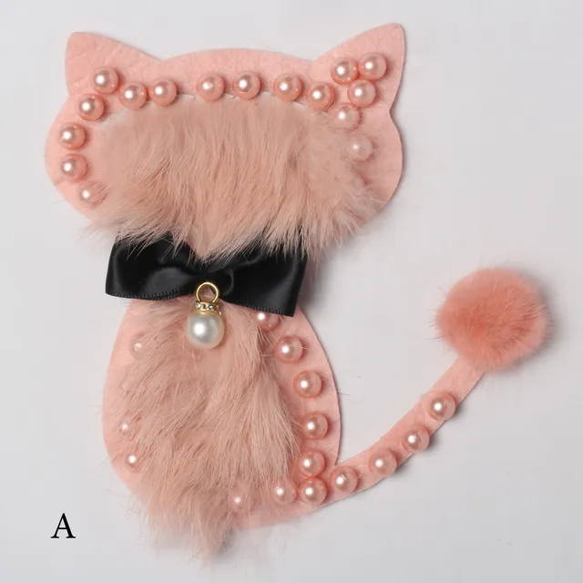 Kitty-cat cute bow patch/Faux-fur-patch/Beds-patch/Animal-patch/Art-DIY