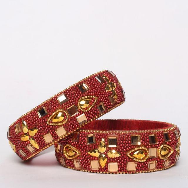 Suhaagan-shy bridal rich red bangles/Beads-bangles/Stones-royal-bangles
