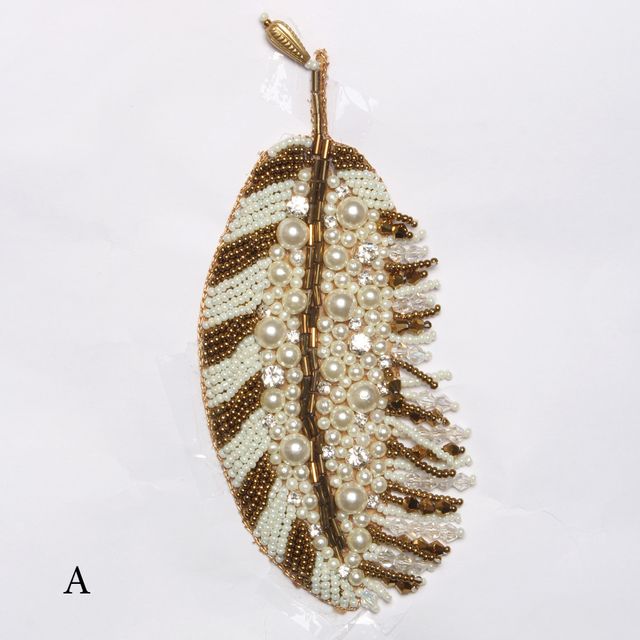 Royal grace leaf-feather patch/Beads-work-patch/Stones-pearls-patch