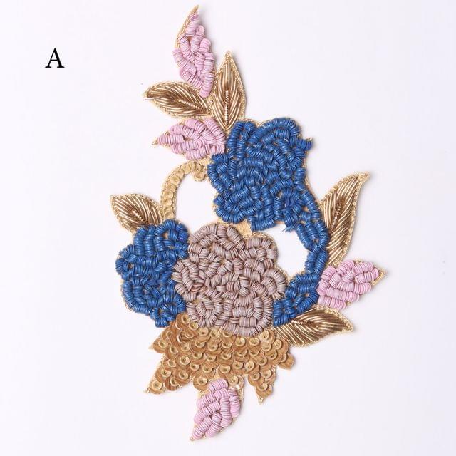 Flowers and bud blooming patch/Sequins-patch/Zardosi-patch/Online-patch