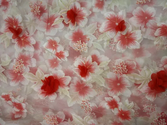 Flowers majestic delicate look fabric/Floral-fabric/Sheer-print-fabric