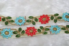 Garden blooms thread-Zari worked border/Embellished-border/Fancy-border