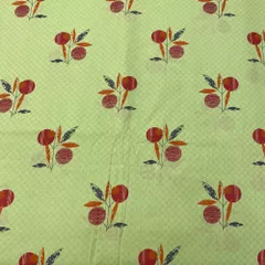 Green Cotton Cambric Printed Fabric