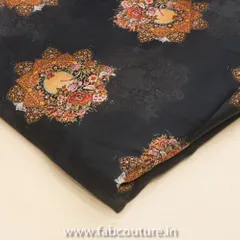 Black Heavy Satin Digital Printed Fabric