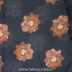 Black Heavy Satin Digital Printed Fabric