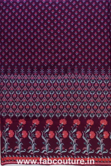 Big Width Purple Muslin Printed Fabric