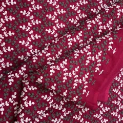 Majenta Cotton Jaal Embroidered Fabric