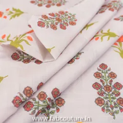 Grey Linen Satin Printed Fabric