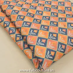 Multicolor Linen Satin Printed Fabric