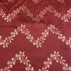 Mehroon Coloured Zig Zag Jacquard Silk fabric