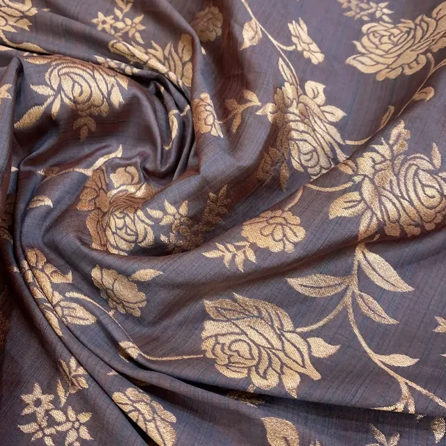 Grey Coloured Jaal Jacquard Silk fabric
