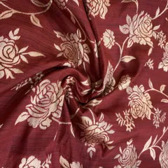 Mehroon Coloured Jaal Jacquard Silk fabric